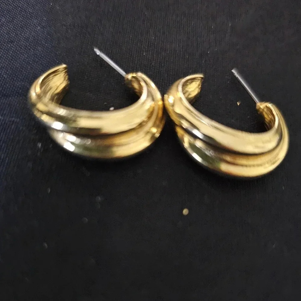 Earrings set of 4 pairs gold tone - Picture 2 of 8